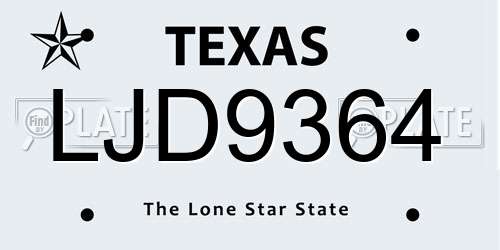 LJD9364 Texas License Plate