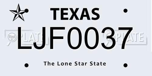 LJF0037 Texas License Plate