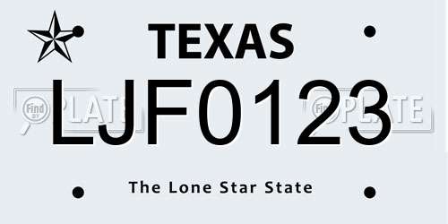 LJF0123 Texas License Plate