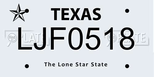 LJF0518 Texas License Plate
