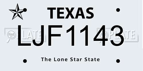 LJF1143 Texas License Plate