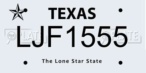 LJF1555 Texas License Plate
