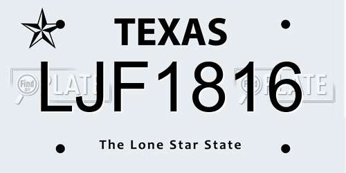 LJF1816 Texas License Plate
