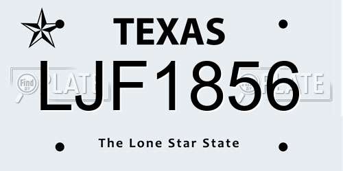 LJF1856 Texas License Plate