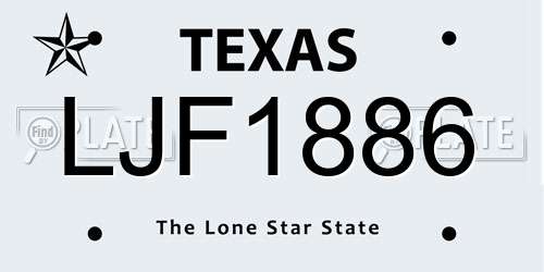 LJF1886 Texas License Plate