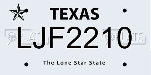 LJF2210 Texas License Plate