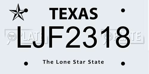 LJF2318 Texas License Plate