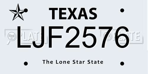LJF2576 Texas License Plate