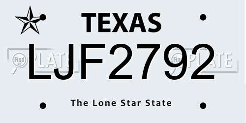 LJF2792 Texas License Plate