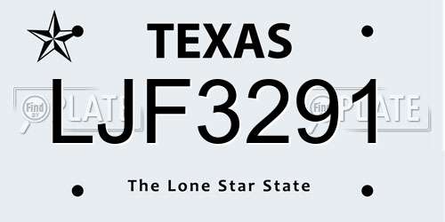 LJF3291 Texas License Plate