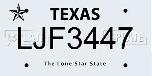 LJF3447 Texas License Plate