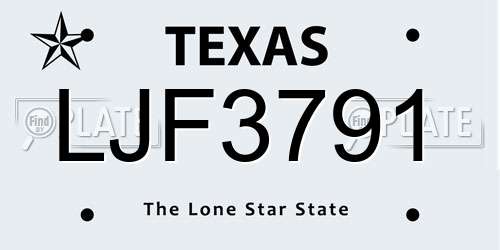 LJF3791 Texas License Plate