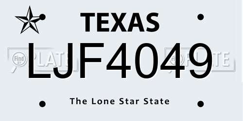 LJF4049 Texas License Plate