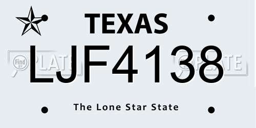 LJF4138 Texas License Plate