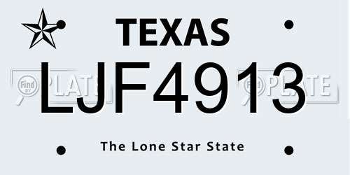 LJF4913 Texas License Plate