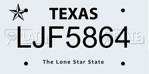 LJF5864 Texas License Plate