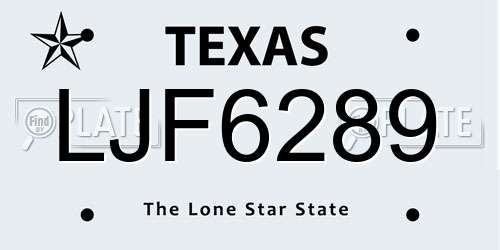 LJF6289 Texas License Plate
