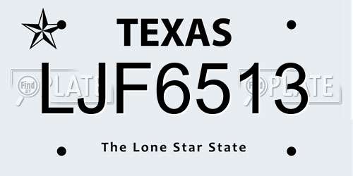 LJF6513 Texas License Plate