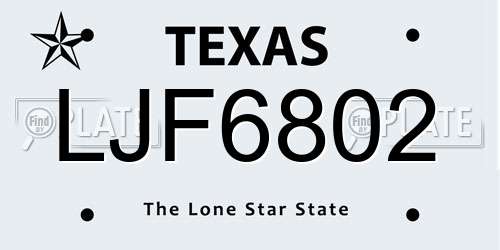 LJF6802 Texas License Plate