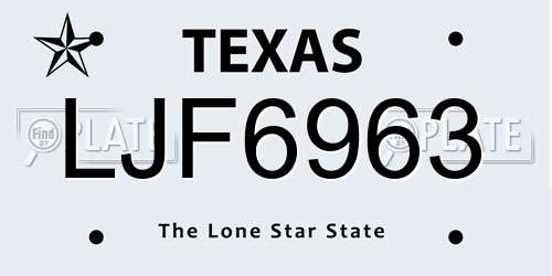 LJF6963 Texas License Plate