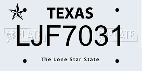 LJF7031 Texas License Plate