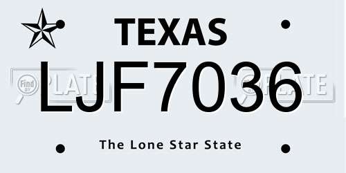 LJF7036 Texas License Plate