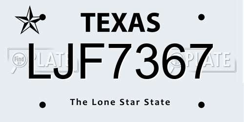LJF7367 Texas License Plate