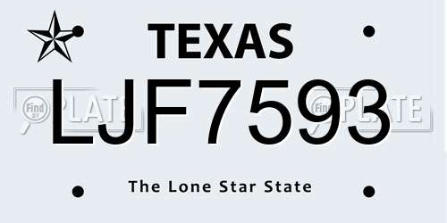 LJF7593 Texas License Plate