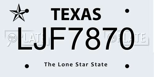 LJF7870 Texas License Plate
