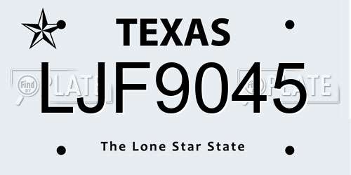 LJF9045 Texas License Plate