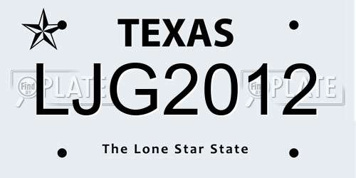 LJG2012 Texas License Plate