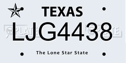 LJG4438 Texas License Plate