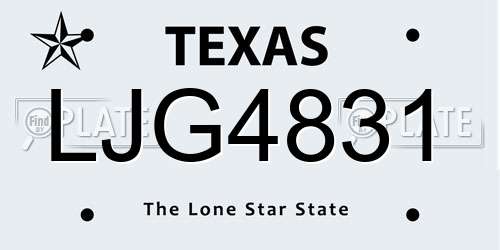 LJG4831 Texas License Plate
