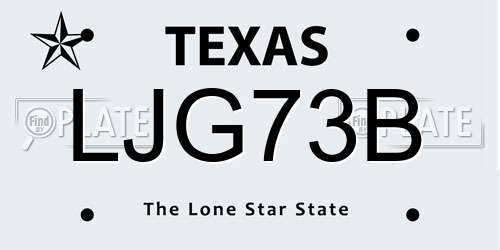 LJG73B Texas License Plate