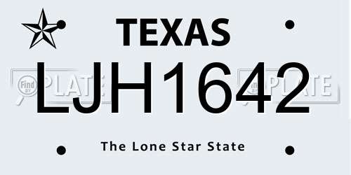 LJH1642 Texas License Plate
