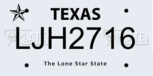 LJH2716 Texas License Plate