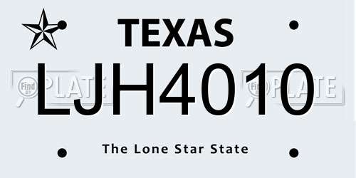 LJH4010 Texas License Plate