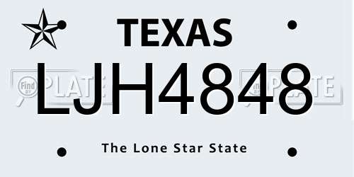 LJH4848 Texas License Plate