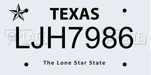 LJH7986 Texas License Plate