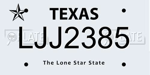 LJJ2385 Texas License Plate