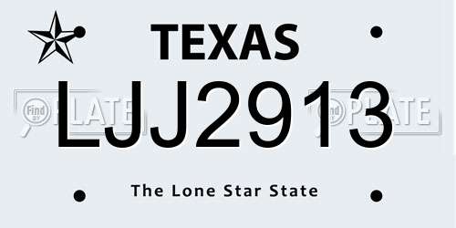LJJ2913 Texas License Plate
