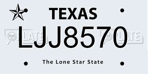 LJJ8570 Texas License Plate
