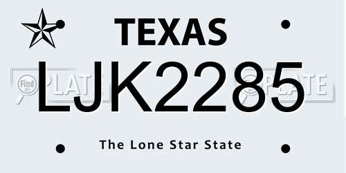 LJK2285 Texas License Plate