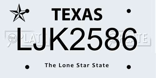 LJK2586 Texas License Plate