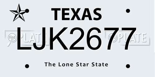 LJK2677 Texas License Plate