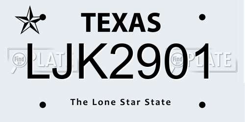LJK2901 Texas License Plate