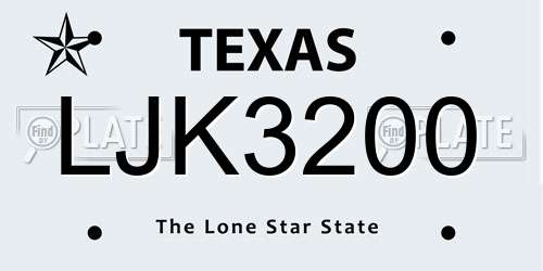 LJK3200 Texas License Plate