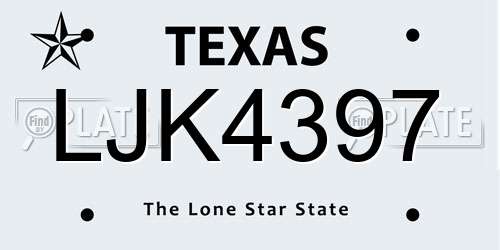 LJK4397 Texas License Plate
