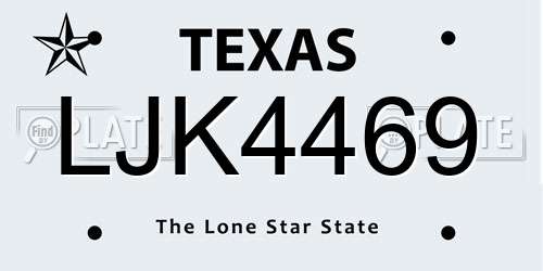 LJK4469 Texas License Plate
