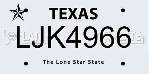 LJK4966 Texas License Plate